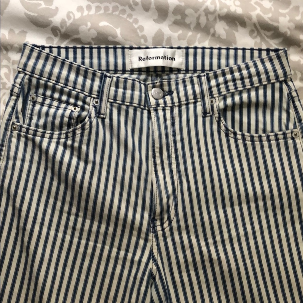 Reformation Stretch Flood Jeans in Fiji Stripe